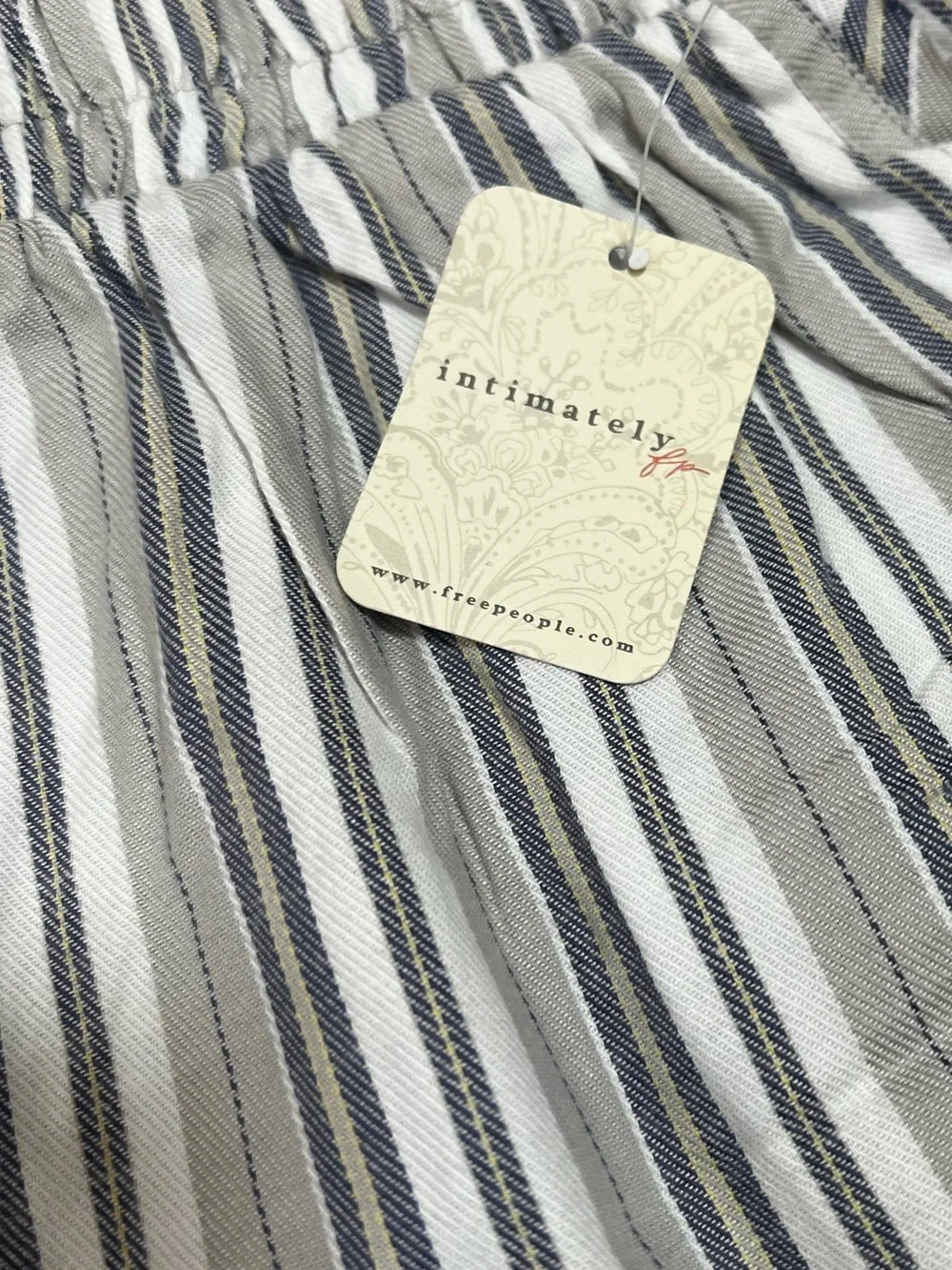 Free People Day to Day Boxer Shorts NWT Small Grey Blue Cotton Blend Sleep